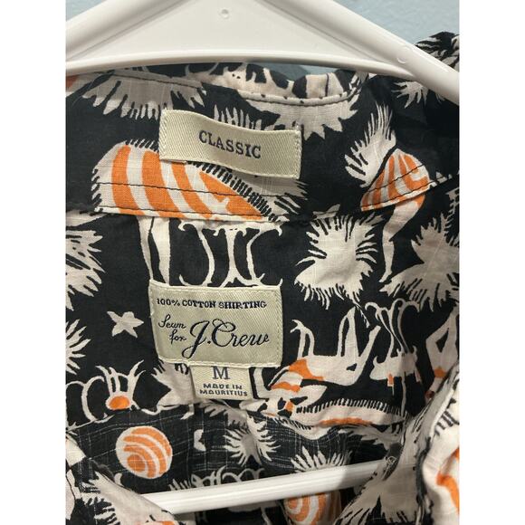 J.crew Mens Classic Button Up Shirt Size Medium Black Beach Resort Vacation - Picture 3 of 8